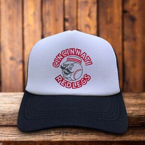 Cincinnati Red Legs Mens Trucker Hat Black Snapback Reds Vintage Baseball Logo